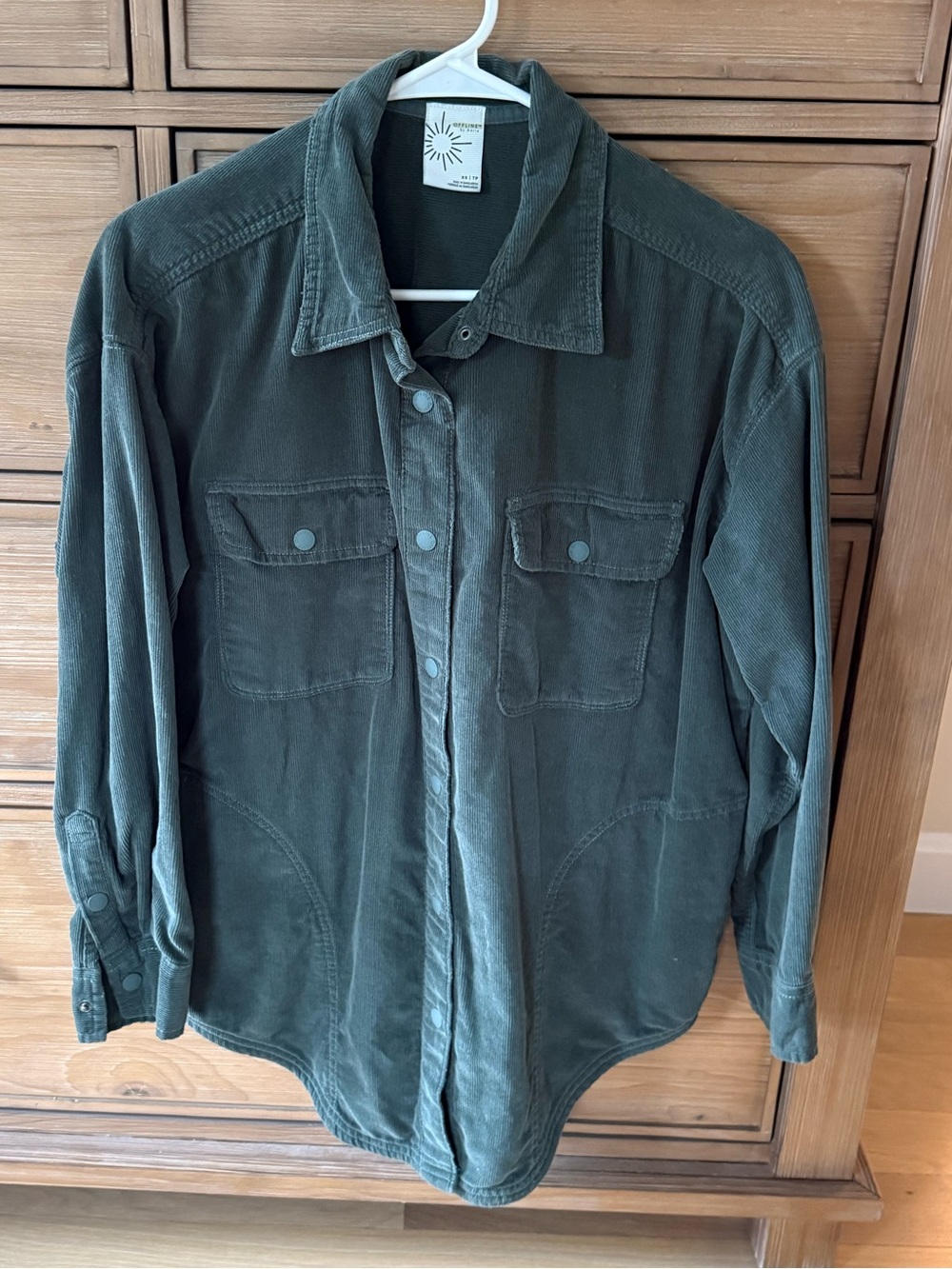 Aerie Offline Oversized Corduroy Shacket Shirt (Forest/Olive Green)